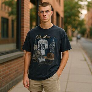 Nutmeg Dallas Cowboy TShirt Navy Large NFL Football Locker 90s Single Stitch Vtg